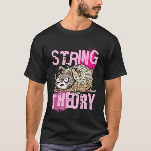 String Theory s Grappige Kat Fysica s Leraar Stude T-shirt (Voorkant)