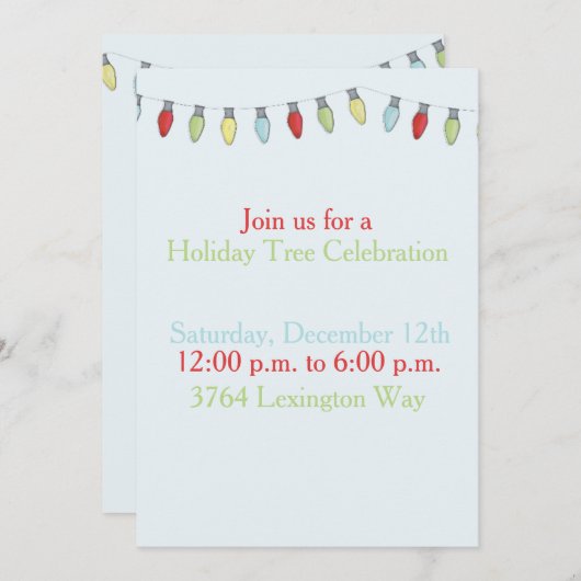 String van kerstverlichting bewerkbare uitnodiging (Voorkant / Achterkant)