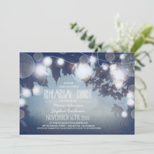 String van lichten Blauwe repetitie Diner Uitnodig Kaart (Staand voorkant)