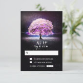 String van lichten boom bruiloft RSVP kaarten (Staand voorkant)