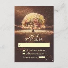 String van lichten boom bruiloft RSVP kaarten Kaartje