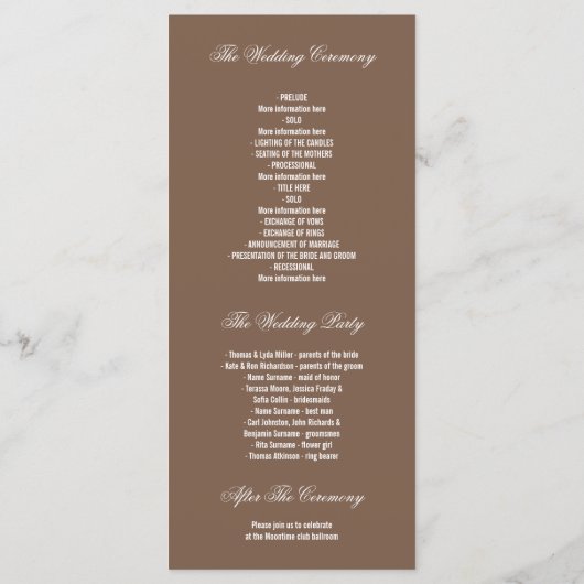 String van lichten boom takken bruiloft programma' programmakaart (Achterkant)