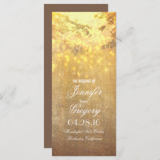 String van lichten boom takken bruiloft programma' programmakaart (Voorkant / Achterkant)