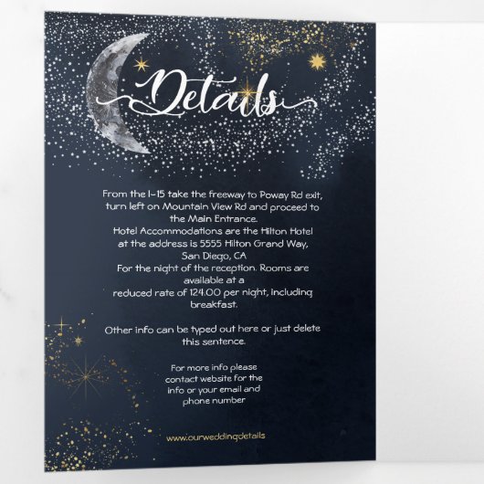 String van lichten Celestial Star Night Sky Drieluik Uitnodiging (Binnenzijde eerst)