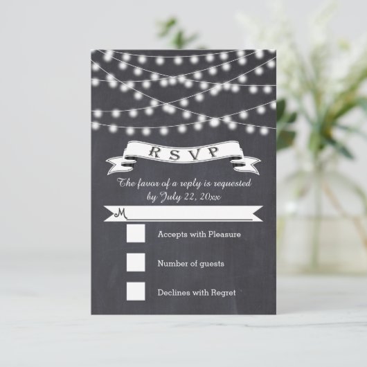String van lichten en  banner bruiloft RSVP (Staand voorkant)
