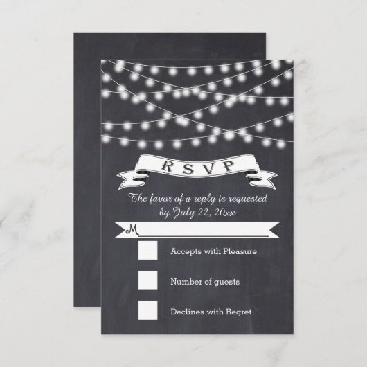 String van lichten en  banner bruiloft RSVP (Voorkant / Achterkant)