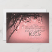 String van lichten Mason Jars Roze bruiloft Kaart (Voorkant)