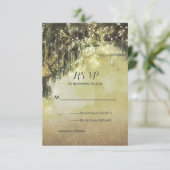 String van lichten mossy boom rustieke bruiloft RS RSVP Kaartje (Staand voorkant)