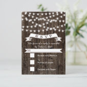 String van lichten op hout en banner bruiloft RSVP (Staand voorkant)