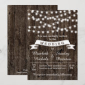 String van lichten op hout en banner zomer bruilof kaart (Voorkant / Achterkant)