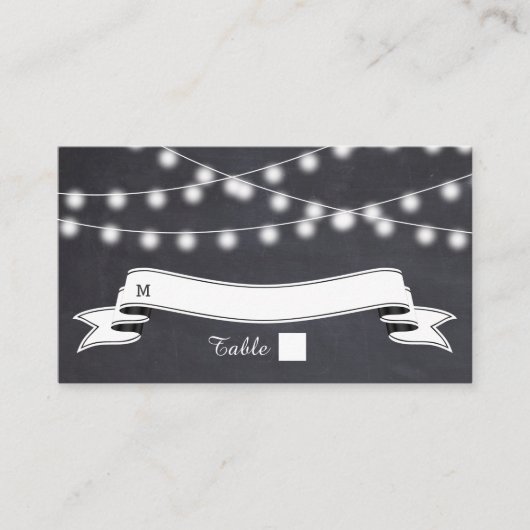 String van lichten op krijtbord bruiloft plaats ka plaatskaartje (Voorkant)