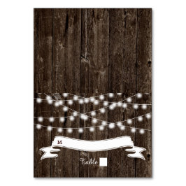 String van lichten op oude houten bruiloft escort kaart