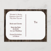 String van lichten op oude houten bruiloft Save th Aankondigingskaart (Achterkant)