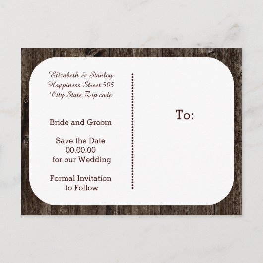 String van lichten op oude houten bruiloft Save th Aankondigingskaart (Achterkant)