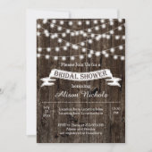 String van lichten op oude houten bruiloft vrijgez kaart (Voorkant)