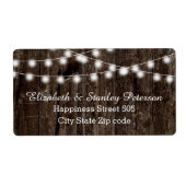 String van lichten op oude houten zomer bruiloft etiket (Voorkant)