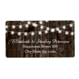 String van lichten op oude houten zomer bruiloft etiket