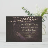 String van lichten Rustic Trees Engagement Party Kaart (Staand voorkant)