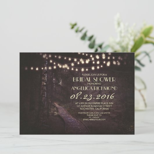 String van lichten Rustic Trees vrijgezellenfeest Kaart (Staand voorkant)