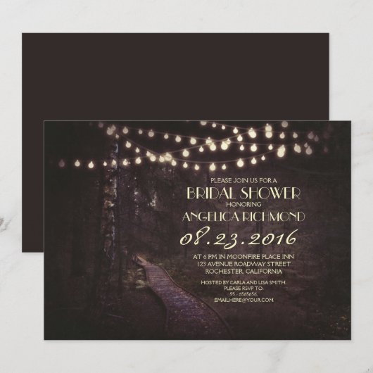 String van lichten Rustic Trees vrijgezellenfeest Kaart (Voorkant / Achterkant)