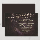 String van lichten rustieke bomen repetitie diner kaart (Voorkant / Achterkant)