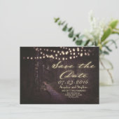 String van lichten rustieke bomen Save the Date (Staand voorkant)