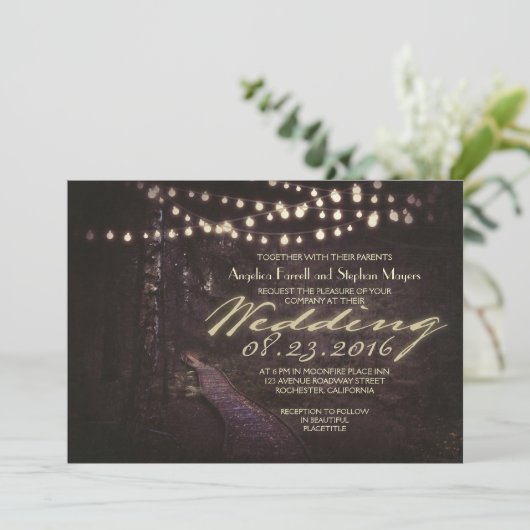 String van Lichten Rustieke Bomen Uitnodiging voor (Staand voorkant)