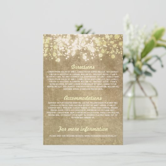 String van lichten rustieke bruiloft informatie ka informatiekaartje (Staand voorkant)