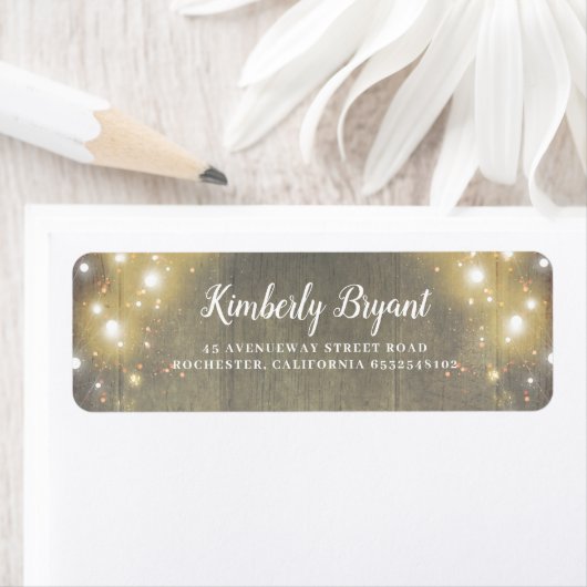 String van Lichten Rustieke Hout Textuur Land Etiket (Insitu)