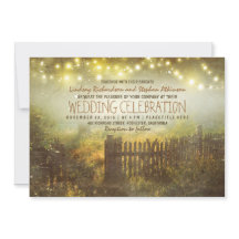 String van lichten rustieke land bruiloft uitnodig