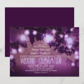 String van lichten rustieke paarse bruiloft uitnod kaart (Voorkant / Achterkant)