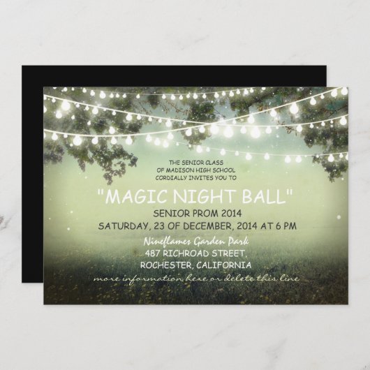 String van lichten rustieke Prom nacht Uitnodiging (Voorkant / Achterkant)