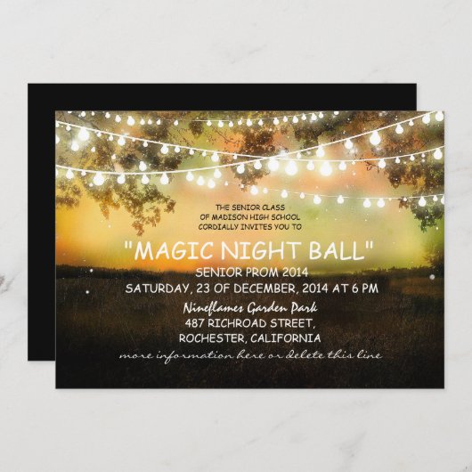 String van lichten rustieke Prom nacht Uitnodiging (Voorkant / Achterkant)