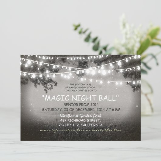 String van lichten rustieke Prom nacht Uitnodiging (Staand voorkant)