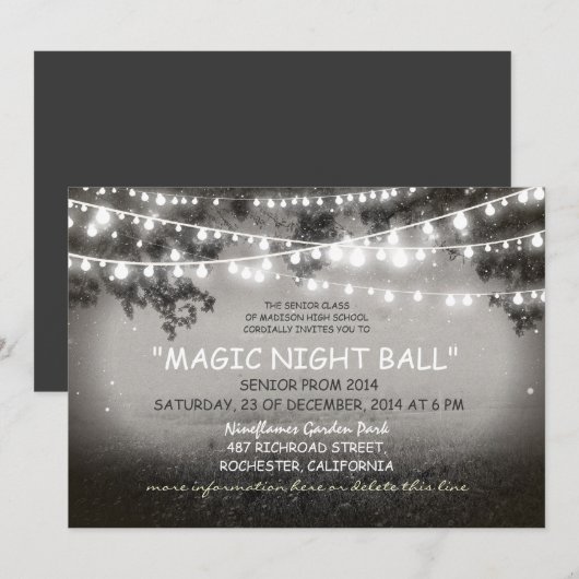 String van lichten rustieke Prom nacht Uitnodiging (Voorkant / Achterkant)