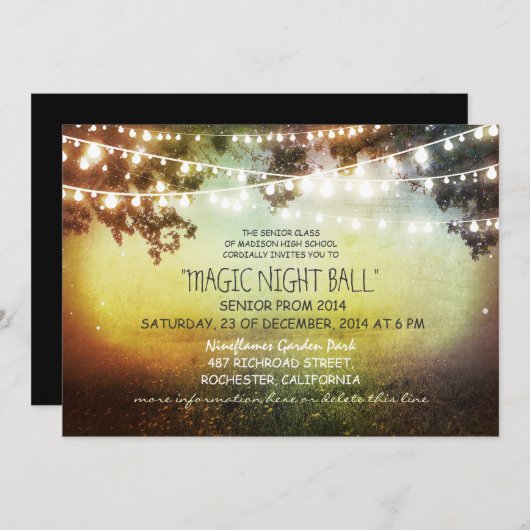 String van lichten rustieke Prom Uitnodigingen (Voorkant / Achterkant)