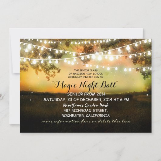 String van lichten rustieke Prom Uitnodigingen (Voorkant)