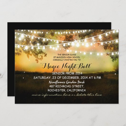 String van lichten rustieke Prom Uitnodigingen (Voorkant / Achterkant)