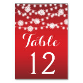 String van lichten, sneeuwvlok trouwtafel nummer kaart (Achterkant)