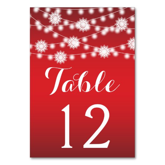 String van lichten, sneeuwvlok trouwtafel nummer kaart (Achterkant)