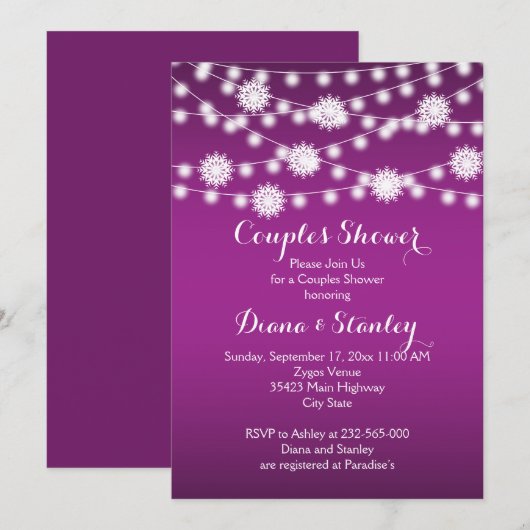 String van lichten sneeuwvlokken bruiloft koppels  kaart (Voorkant / Achterkant)