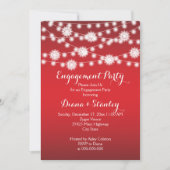 String van lichten sneeuwvlokken rode bruiloft ver kaart (Voorkant)