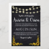 String van lichten Zonnebloem bruiloft uitnodiging (Voorkant / Achterkant)