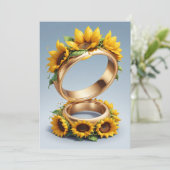 String van lichten Zonnebloem bruiloft uitnodiging (Staand voorkant)