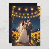 String van lichten Zonnebloem bruiloft uitnodiging (Voorkant / Achterkant)