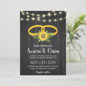 String van lichten Zonnebloem bruiloft uitnodiging (Staand voorkant)