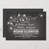 String van lichten Zwart & Wit bruiloft Uitnodigen Kaart (Voorkant / Achterkant)