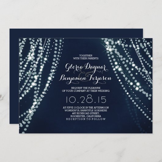 String verlichting Achtergrond Romantische bruilof Kaart (Voorkant / Achterkant)