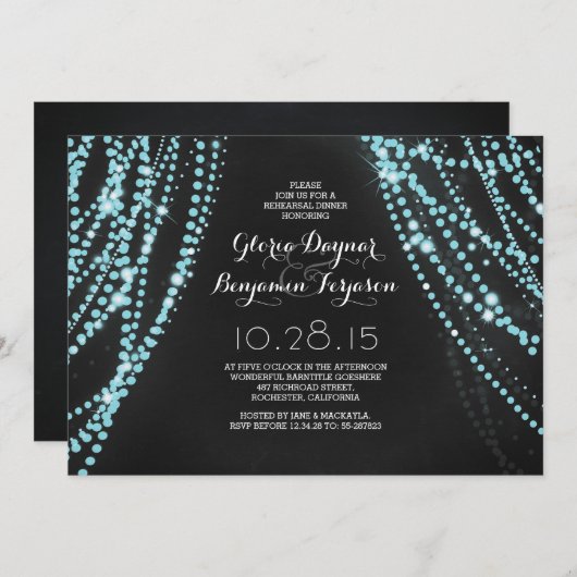 String verlichting chique repetitie diner uitnodig kaart (Voorkant / Achterkant)