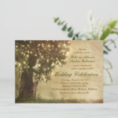 String verlichting oude boom rustieke bruiloft uit kaart (Staand voorkant)